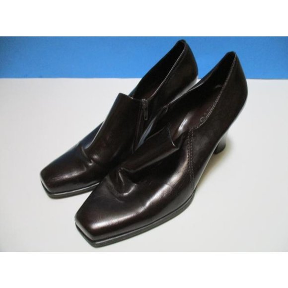 *Franco Sarto Brown Chestnut Square Toe Side Zip Pumps - Picture 2 of 9
